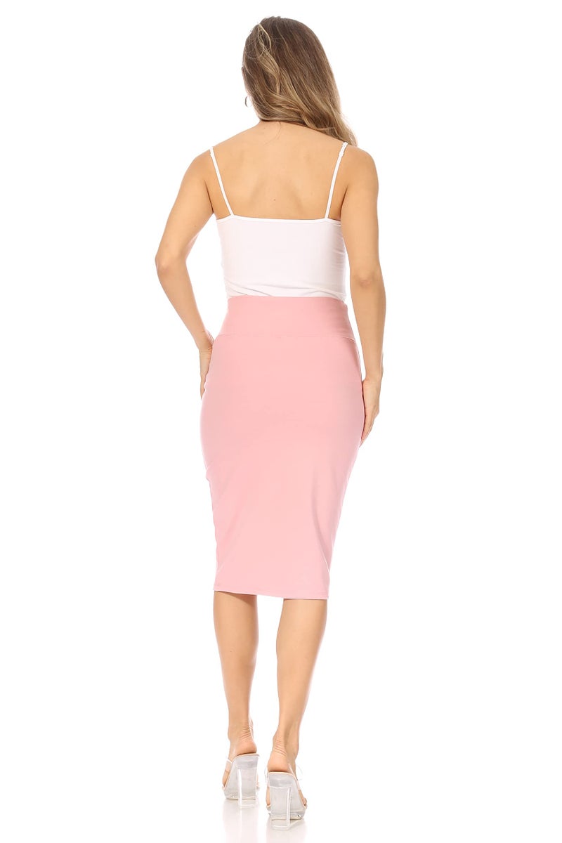 Simlu Womens Below the Knee Pencil Skirt for Office Wear - Made in USA, Blush, Large - Image 4